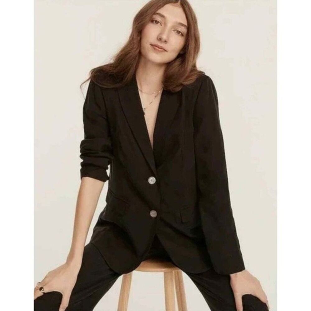 J Crew Limited Edition Drapey Long Park Blazer In Cupro Blend - Black 8